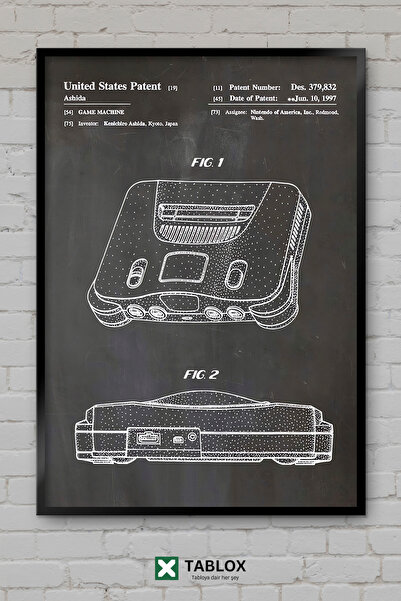 TABLOX Nintendo 64 Patent Retro Console Gaming Vintage Frame Appearance Διακο...