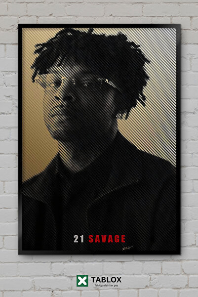 TABLOX 21 Savage Rapper Singer Hip Hop Music Πορτραίτο με κορνίζα Διακοσμητικ...