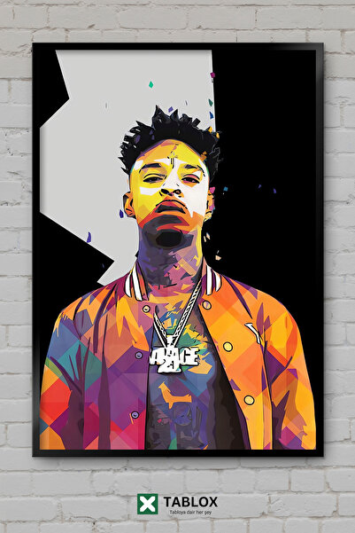 TABLOX 21 Savage Ράπερ Τραγουδιστής Χιπ Χοπ Μουσική Πορτρέτο Διακοσμητικός πί...