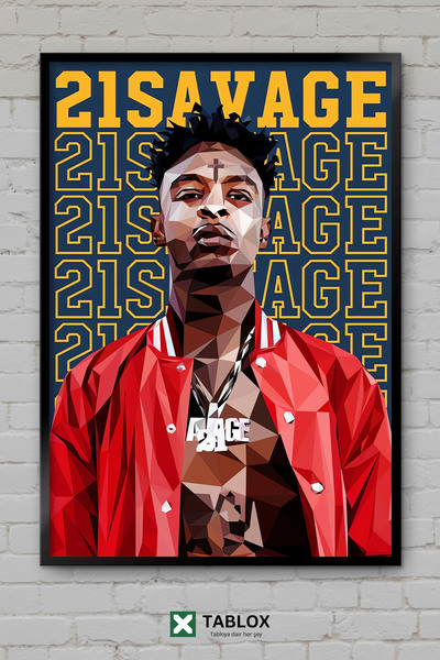 TABLOX 21 Savage Rapper Cântăreț Muzică Hip Hop Portret înrămat Pictură decor...
