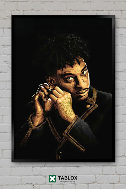 TABLOX 21 Savage Ράπερ Τραγουδιστής Χιπ Χοπ Μουσική Πορτρέτο Διακοσμητικός πί...