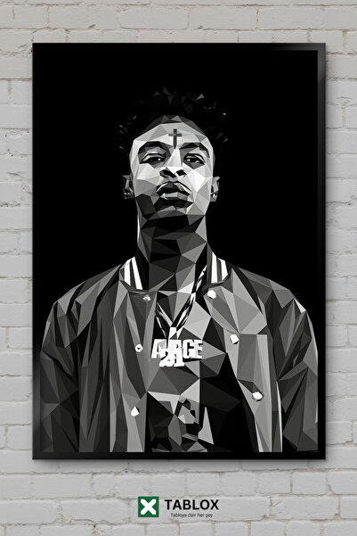 TABLOX 21 Savage Ράπερ Τραγουδιστής Χιπ Χοπ Μουσική Πορτρέτο Διακοσμητικός πί...