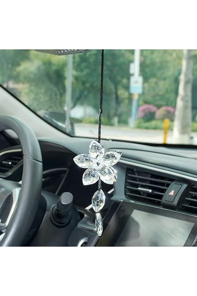 ATMOMO Crystal Flower Car Rear View Mirror Pendant Car Hanging Ornament Lucky...