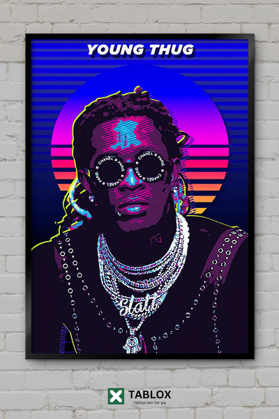 TABLOX Young Thug Ράπερ Ραπ Κουντρίστας Μουσικής Χιπ Χοπ Πορτρέτο Αφίσα με Κο...