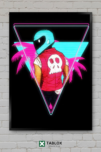 TABLOX Poster neon pentru jocuri video Hotline Miami, cu acțiune retro, tablo...