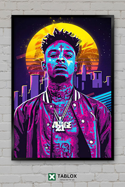 TABLOX 21 Savage Rapper Cântăreț Muzică Hip Hop Portret înrămat Pictură decor...