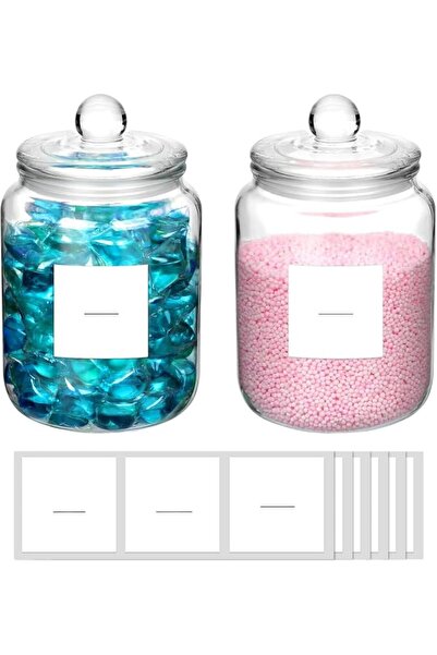 JKJ&ZXZ 2 Pack Glass Jars with Lids and Labels, Glass Containers for Laundry ...