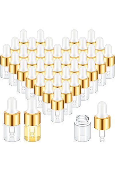 Yelajoy 10 Pcs Mini Glass Oil Dropper Bottle Bulk, 2 ml Gold Clear Essential ...