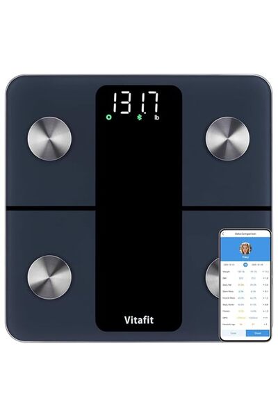 Vitafitt ميزان فيتافيت الذكي عالي الدقة 0.5 كجم، ميزان وزن حتى 182 كجم، شاشة ...