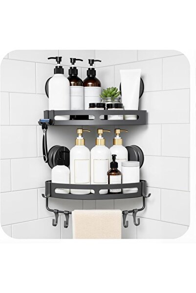 Generic Corner Shower Caddy Suction Cup Shower Shelf Corner No Drilling Bathr...