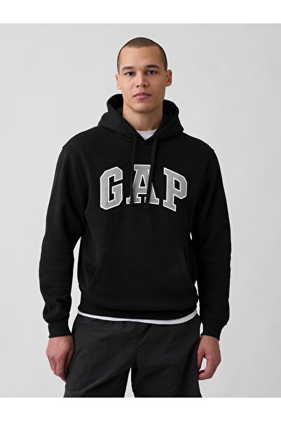GAP Erkek Siyah VintageSoft Arch Logo Sweatshirt