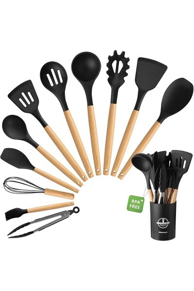 Generic Silicone Cooking Utensils Set with Holder, 12 Pcs Heat Resistant Kitc...