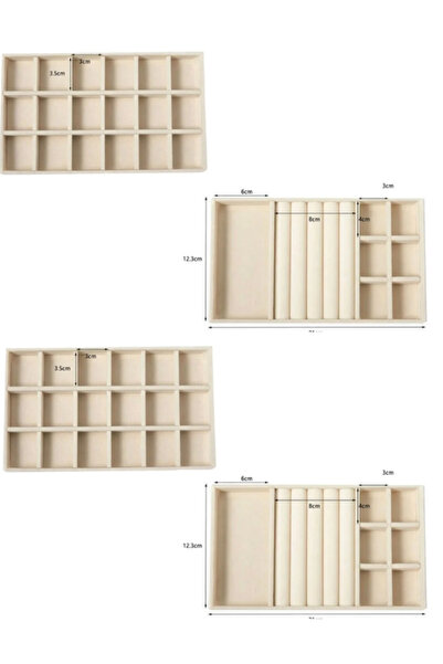 LONDON Birds Store Takı Kutusu Şık 4 lü çekmece içi düzenleyici set ( bej ren...