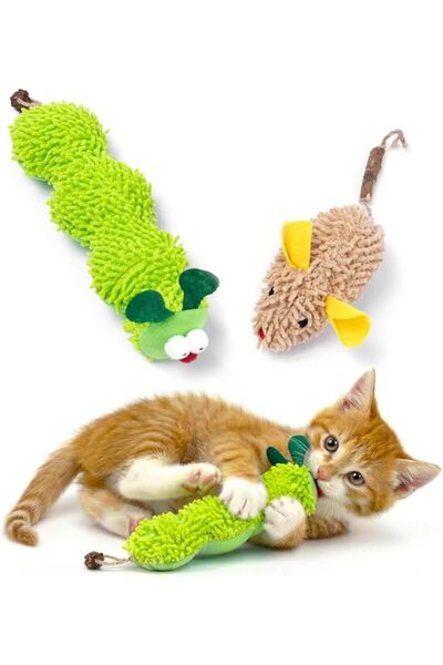 SYOSI 2 Pack Catnip Toys for Cats – Reinforced Stitching Plush Worm Chew Toy,...