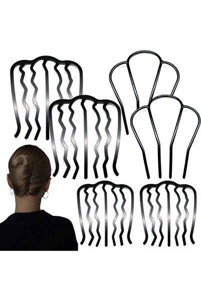 Arabest Metal U-Shape Hair Side Combs,6-Piece Matte Black Vintage Hair Pins f...
