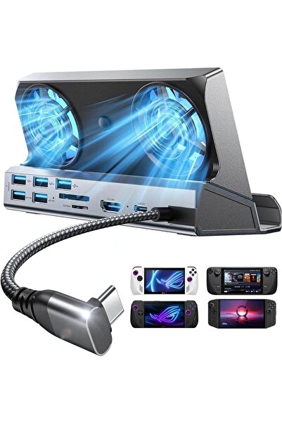 LAXDAMRE محطة إرساء 10 في 1 لـ Steam Deck و ROG Ally X، حامل تبريد مزدوج مع H...