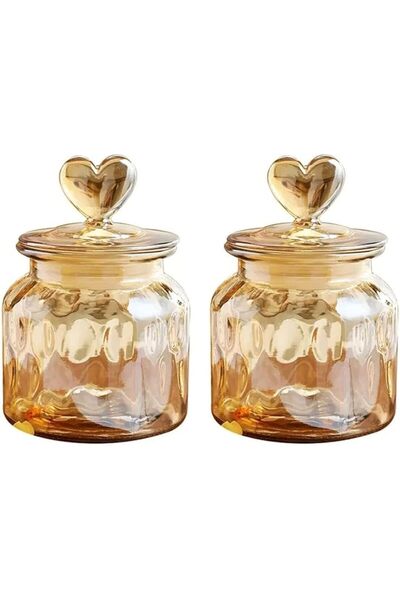 Yelajoy 22oz Airtight Glass Jars with Cute Heart Shaped Lids, Wedding Candy J...