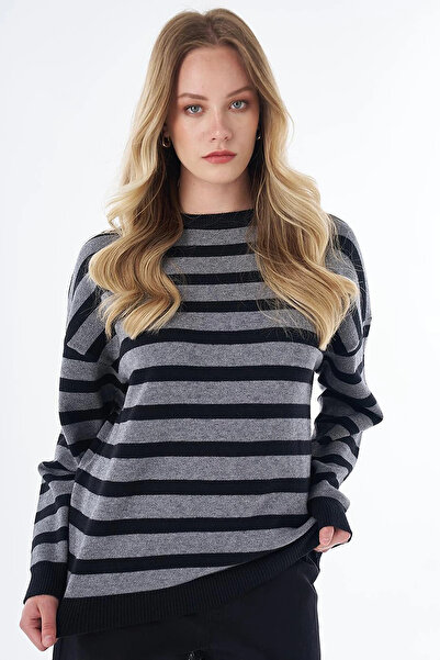 Kayra Off-Shoulder Knitwear Tunic Gray