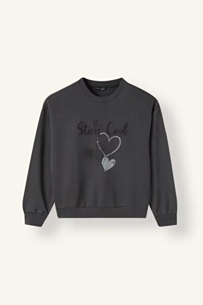DeFacto Relax Fit Bisiklet Yaka Baskılı Uzun Kollu Sweatshirt Kız Çocuk I4060...