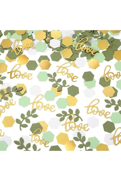 Arabest 500Pcs Greenery Wedding Table Confetti,Sage Green and Gold Eucalyptus...