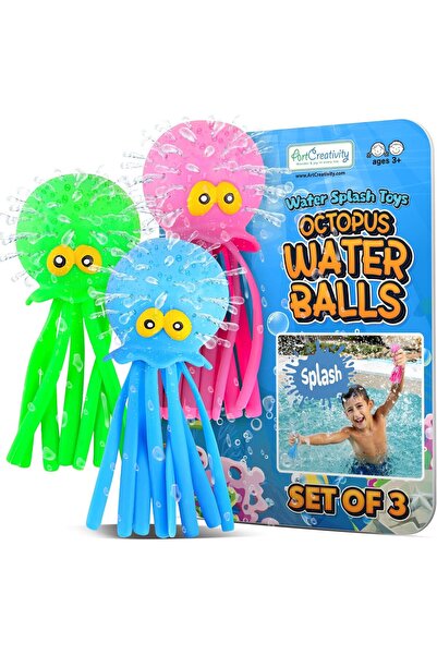 Arabest Octopus Water Balls (Pack of 3),Squeeze and Splash Pool Toys for Todd...