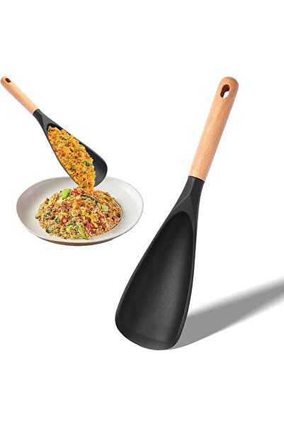 GENERAL Large Silicone Cooking Spoon with Wooden Handle, Heat Resistant Food ...