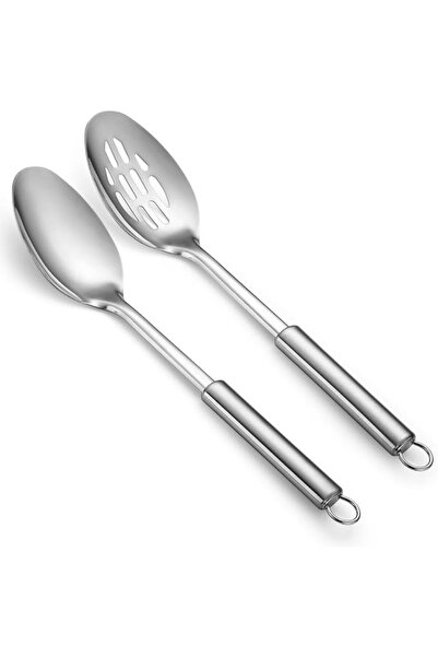 ALMEKAQUZ 2PACK Cooking Utensils Set, Cooking Spoons Set, Stainless Steel Kit...