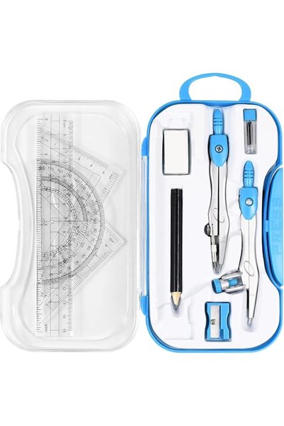 SYOSI Geometry Set for Students, 10 Piece Math Set with Compass and Protracto...