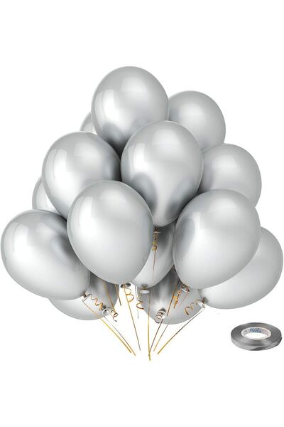 Arabest Silver Metallic Chrome Latex Party Party Globes,12 Inch Round Helium ...