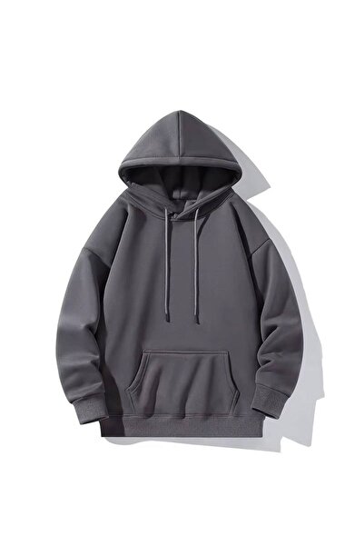 JANTIL MODA Unisex Oversize 3 Thread Raster Hooded Sweatshirt with Kangaroo P...