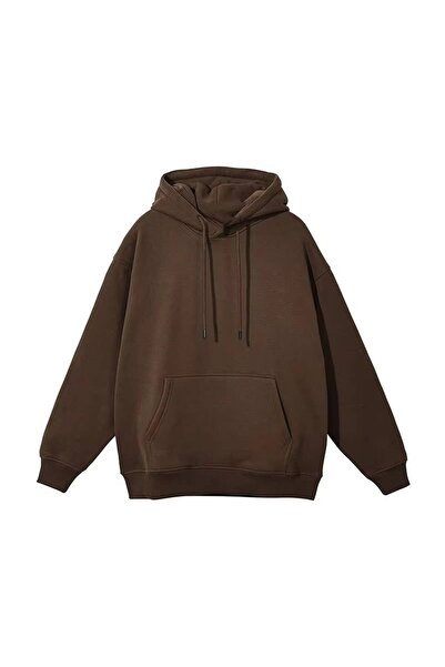 JANTIL MODA Unisex Oversize 3 Thread Raster Hooded Sweatshirt with Kangaroo P...