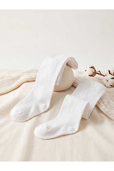 LC Waikiki Nevavm Farkıyla Lcw Baby White Basic Thin Baby Girl Pantyhose 2-Pack