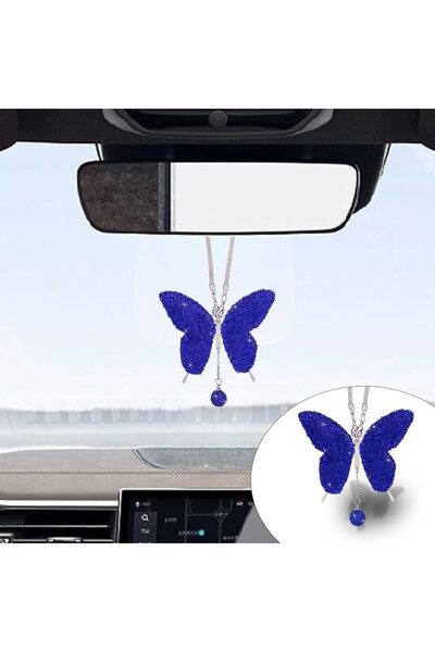 Bukela Bling Butterfly Diamond Car Hanging Accessories, Dark Blue Ornament, C...