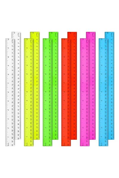 TERRIFI 12PCS Clear Plastic Rulers 12 Inch, Transparent Color Dual Scale Meas...