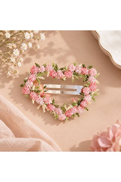 So Much Accesories Küçük Çiçek Detaylı Kalp 2'Li Saç Tokası -