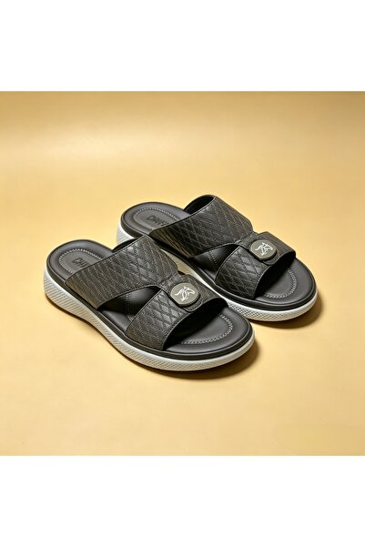 Rifaan Market Men Arabic Style Slide Sandals, Cross Strap PU Leather Slippers...