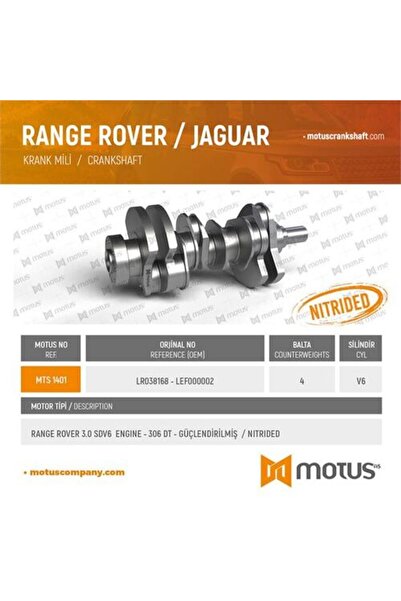 MOTUS 1401 Krank Mili Güçlendirilmiş 306dt Discovery 4 L319 09>18 Discovery 5 L462 16> Range Rover 4 L405