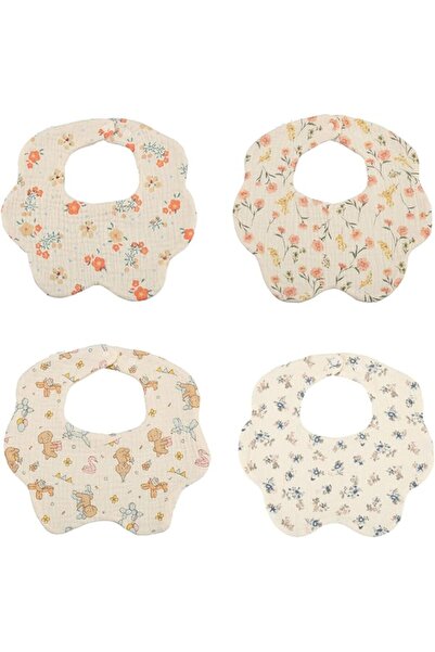 Generic Baby Girls boys Cotton Muslin Bibs Cute Patterns 6-Layer Gauze,4-Pack