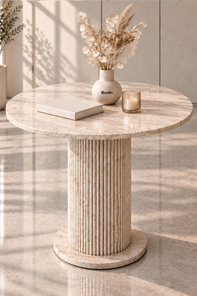 Renlife Yuvarlak MDF Yemek Masası 90x90 cm Bohem Tasarım Mutfak ve Salon Masa...