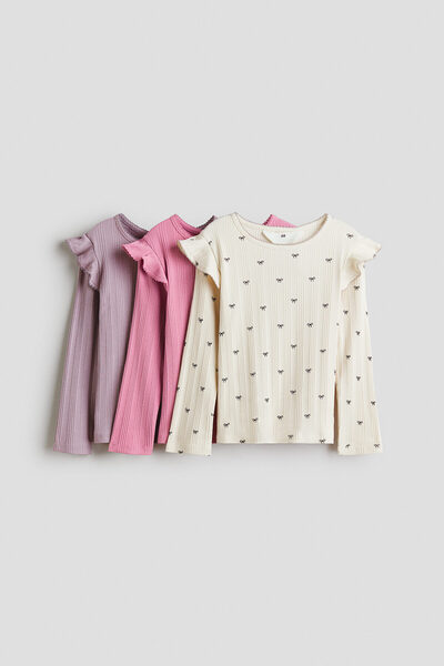 H&M 3'lü Pamuklu ve Fırfırlı Üst