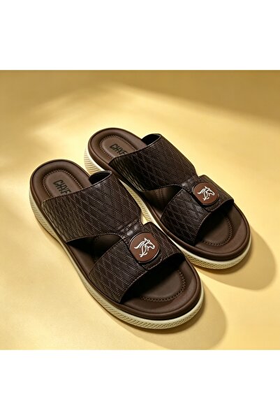 Rifaan Market Men Arabic Style Slide Sandals, Cross Strap PU Leather Slippers...