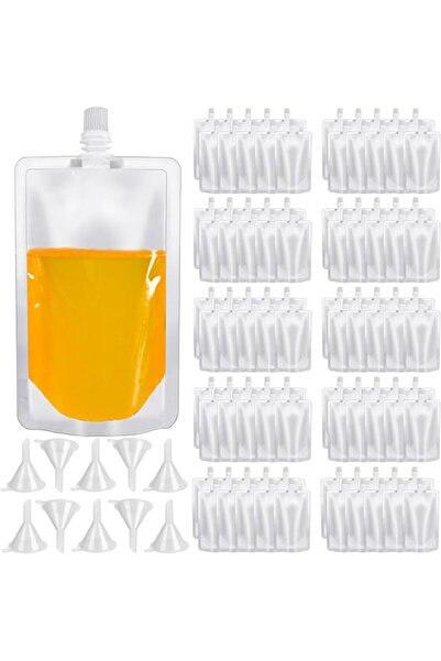 Yelajoy 100 Pcs Plastic Flasks,8 Oz Concealable and Reusable Drink Pouches,Le...