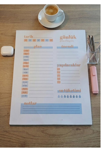 A4 Pastel Renkli Saatlik Günlük Planlayıcı 50 Yaprak