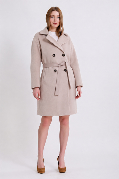 Leather Club Stone Color Cashmere Coat
