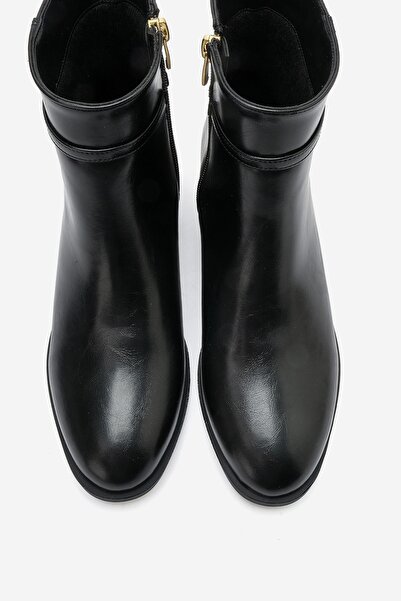 LuviShoes PREMY Siyah Cilt Tokalı Kadın Bot