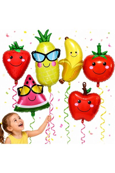AYEBIA 6 Pcs Jumbo Fruit Foil Balloons Set, Up to 30 Inch Kawaii Pineapple Wa...