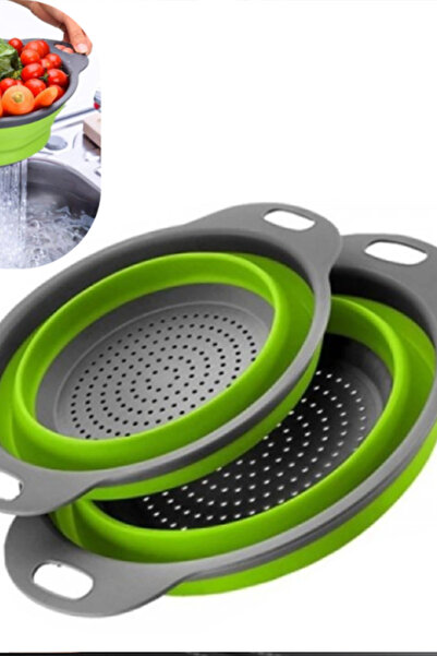 Muchmy 2 Pieces Folding Silicone Drain Basket Kitchen Fruit And Vegetable Dra...