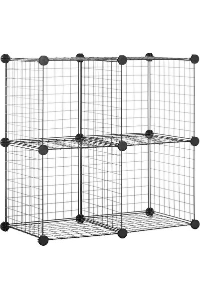 Amazon basics 4 Cube Wire Storage Shelves, Black, 37 cm D x 77 cm W x 77 cm H