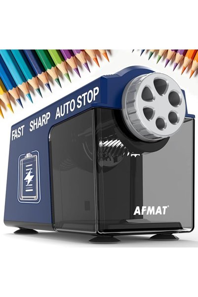 AFMAT مبراة أقلام كهربائية قوية التحمل، 6 فتحات، لاسلكية وقابلة لإعادة الشحن،...
