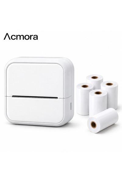 Acmora Преносим Bluetooth термопринтер H16, за 57 мм етикети, без мастило, съ...
